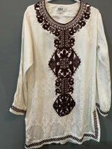 Embroidered Silk White Kurta | Women Locally Made Kurta | Medium | Worn Once