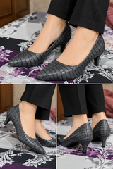 Stylo | Elegant Grey Croc-Embossed Pointed Shoes | Women Shoes | Heels | Grey | Size: 39 | New