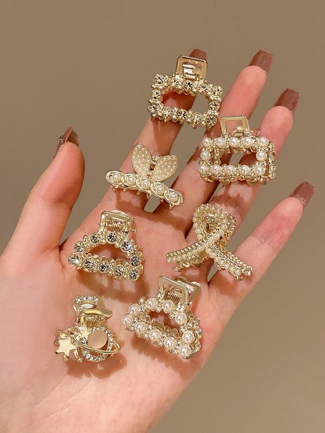 Buy SHEIN 7pcs Women's Pearl And Rhinestone Decor Half Up Hair Clip in Pakistan