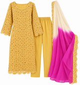 Chicken Kari Dress | Women Locally Made Kurta | Mustard | Large | Worn Once