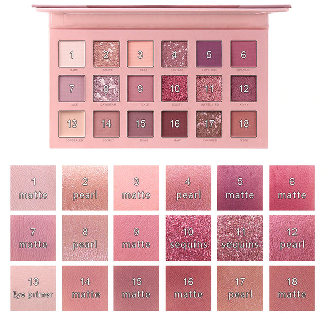Buy Miss Rose Matte Shimmer Pigmented Waterproof 18 Colors Eye shadow Palette in Pakistan
