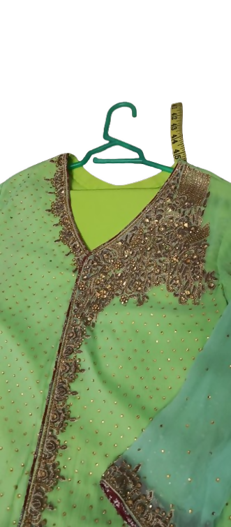 Green Embroidered Shirt | Women Embroidered Anrahkha | Worn Once