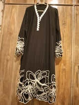 Beautiful Black & White Aplic Work Kurta & Dopatta | Women Locally Made Kurta | Large | New