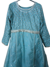 Organza Maxi | Women Frocks & Maxis | Aqua | Small | Preloved