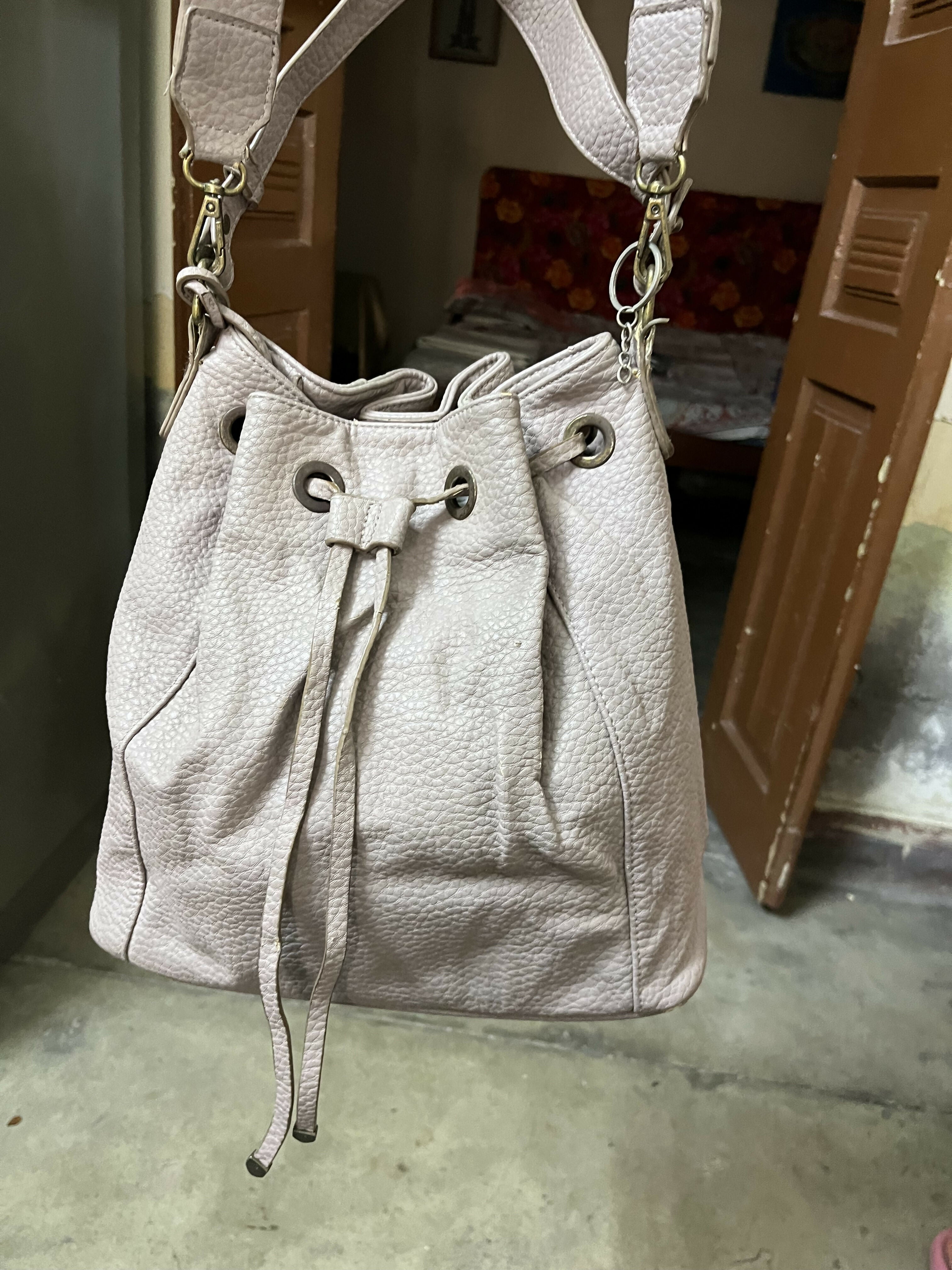 Imported from UK | Grey Leather Potli Bag | Women Bags | Preloved