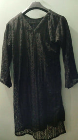 Black Net Kurti | Women Locally Made Kurta | Large | Preloved