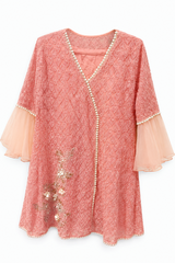 Angrakha Style Kurta | Women Locally Made Kurta | Peach | Medium | Worn Once