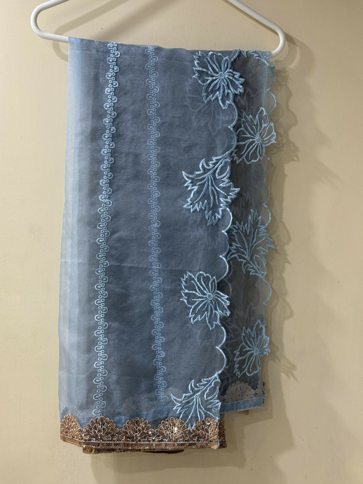 Silk Kurta | Women Locally Made Kurta | Ice Blue & Copper | Worn Once dupata/ wore once