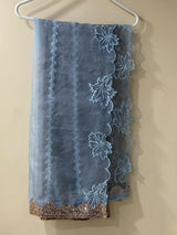 Silk Kurta | Women Locally Made Kurta | Ice Blue & Copper | Worn Once dupata/ wore once