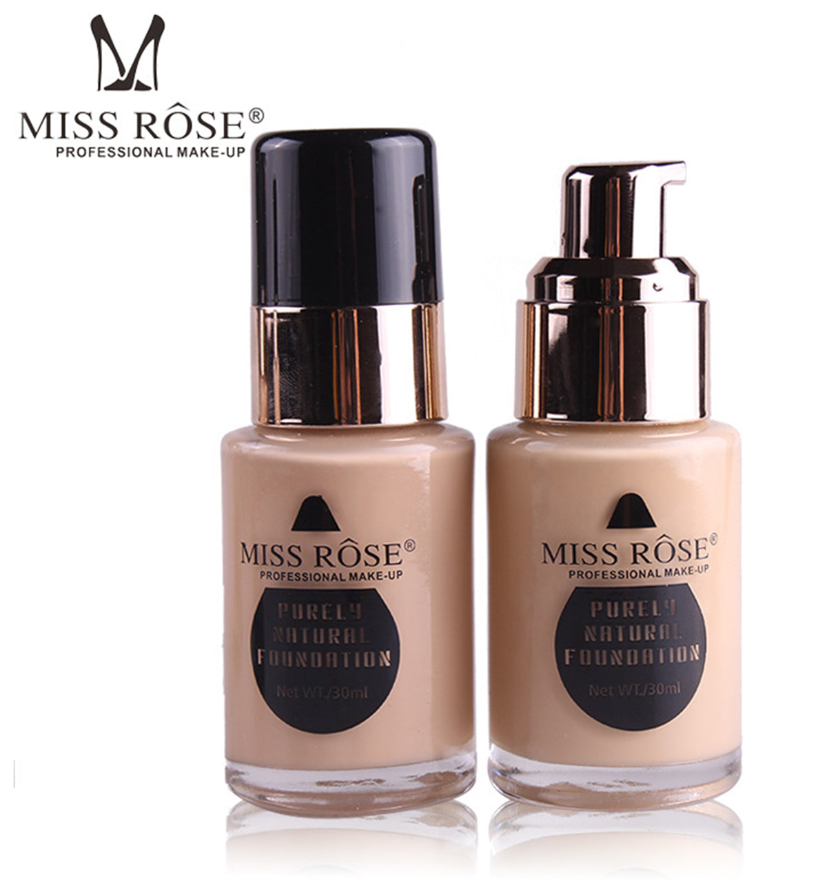 Buy Miss Rose Pack Of 2 Waterproof Moisturizing Oil Free Full Coverage Deep Whitener Liquid Foundation 30ml & Concealer in Pakistan