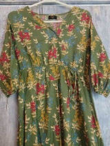 Saya | Olive Green Lawn Kurta | Women Branded Kurta | XSmall | Worn Once