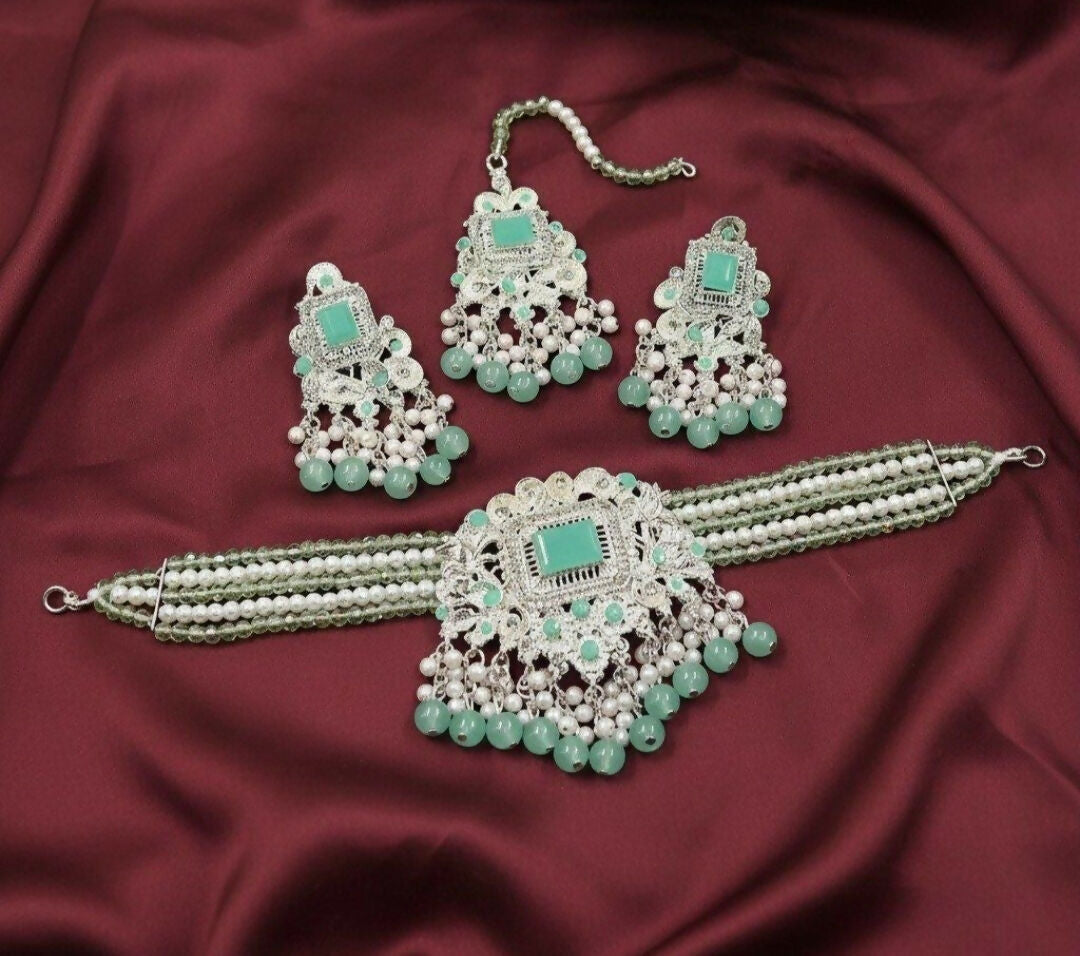 Rectangle Flower Choker Set-00263 | Women Jewelry | Wedding Jewelry & Sets | Brand New