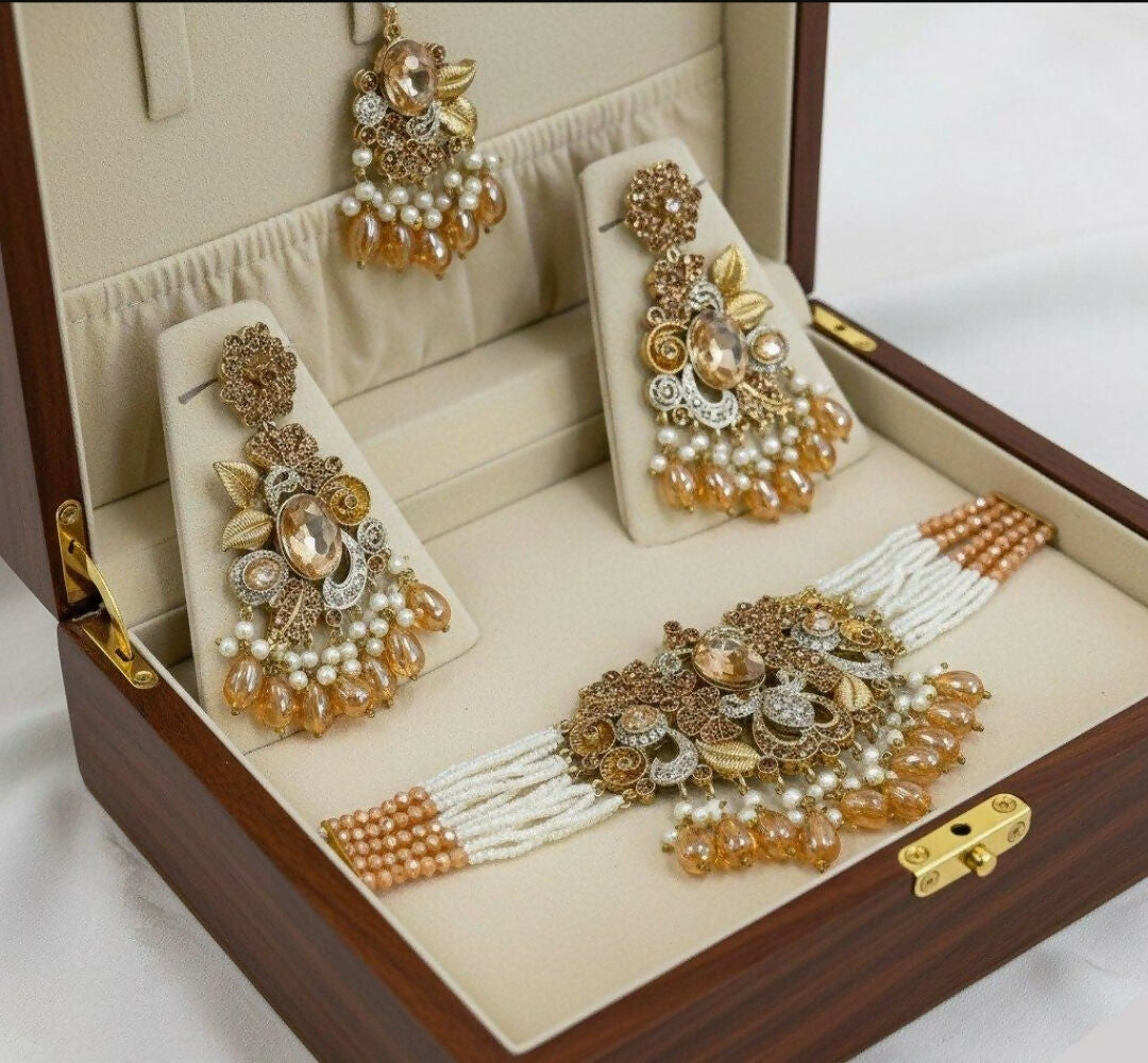 Oval/Flower Pearl Drop Choker Set-00261 | Women Jewelry | Wedding Jewelry & Sets | Brand New