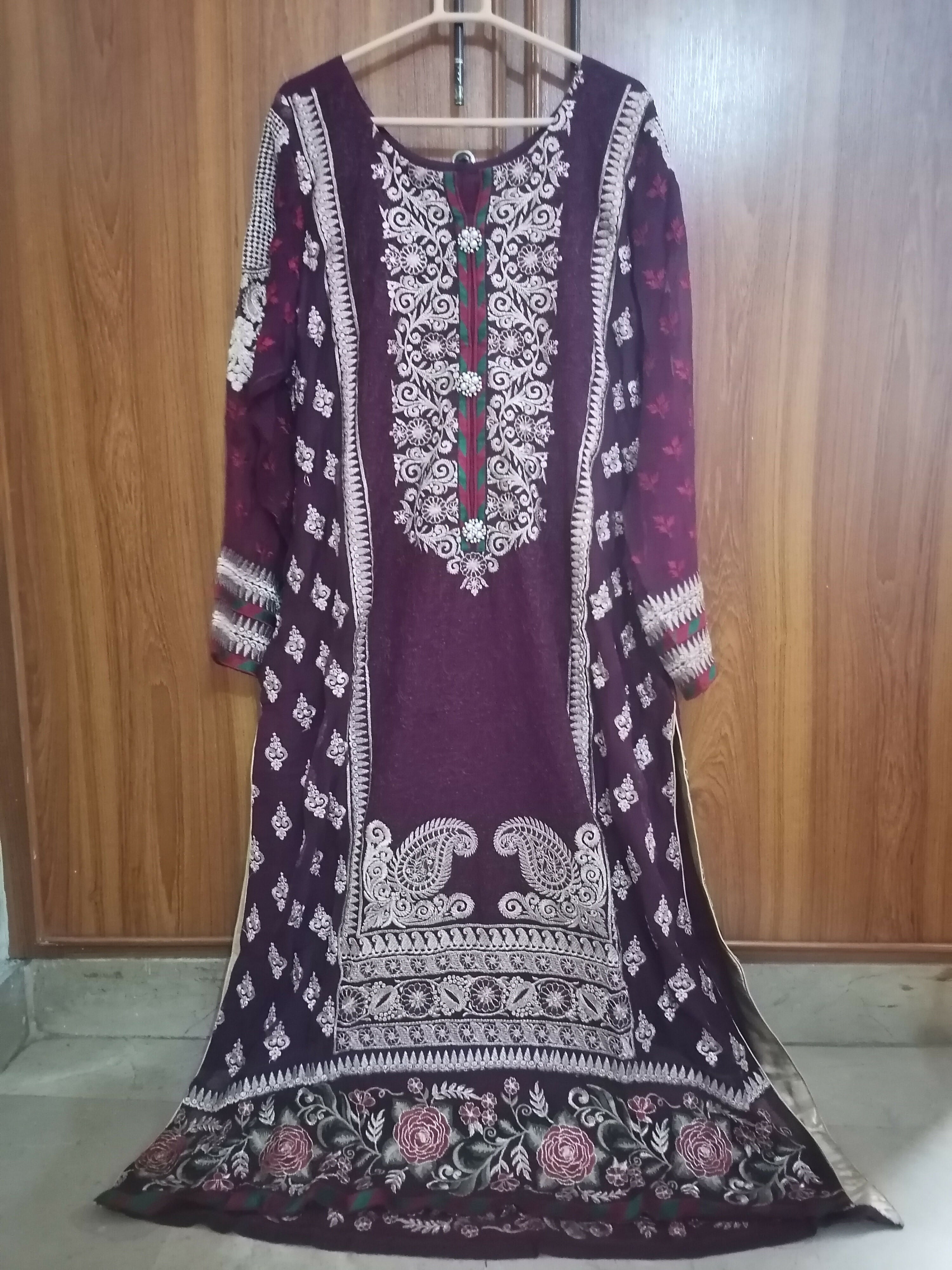 Chiffon 3 PC Suit | Women Locally Made Formals | X Large | Preloved