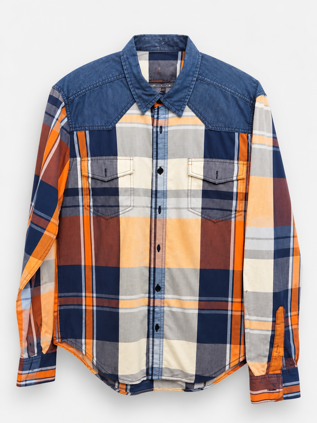 Fifth Avenue | Men Shirts & Tops | Orange & Blue | Medium | Preloved