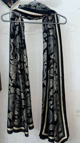 Black Printed Silk Scarf | Women Accessories | Hijabs & Scarves | Black | Worn Once