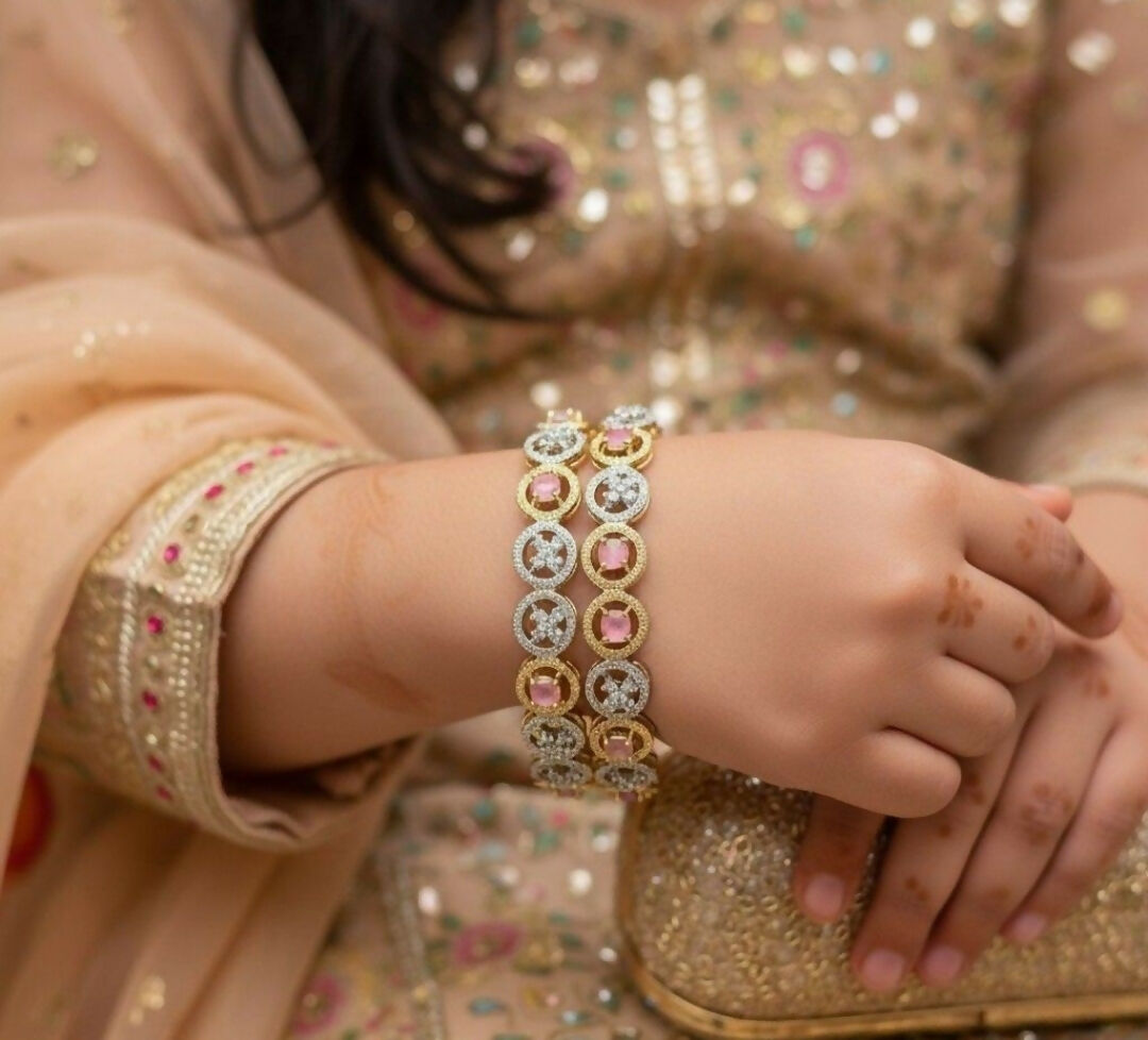 Round Stone Flower Bangle Set-00001 | Women Jewelry | Bangles/Bracelets | Brand New