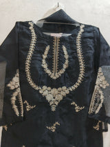 Black Organza Suit | Girls Shalwar Kameez | Small | Worn Once