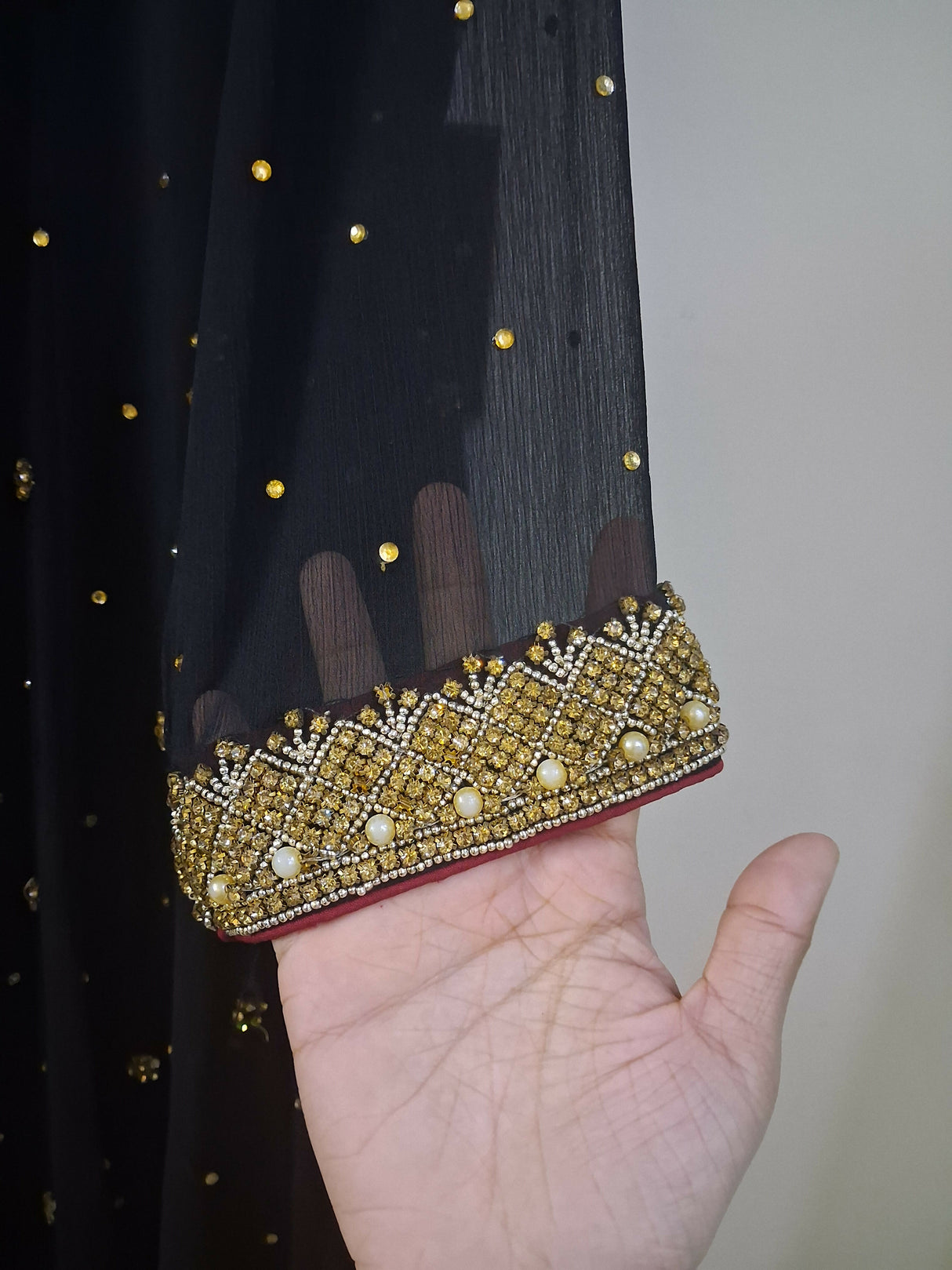 Black & Gold Embroidered Formal Maxi | Women Frocks & Maxis | Medium | Preloved