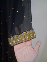 Black & Gold Embroidered Formal Maxi | Women Frocks & Maxis | Medium | Preloved