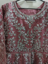 Fancy Embroidered Pink Maxi | Women Frocks & Maxis | Medium | Worn Once