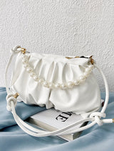 Buy SHEIN Argyle Princess Faux Pearl & Rhinestone Pearl Chain & Decor Minimalist Pearls Decor Ruched Bag For Party, Wedding, Prom And Dinner, Lipsticks, Women's Pearl BagMinimalist,Fashion in Pakistan