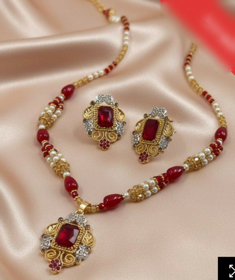 Rectangle Flower Drop Mala Set-00073 | Women Jewelry | Wedding Jewelry & Sets | Brand New