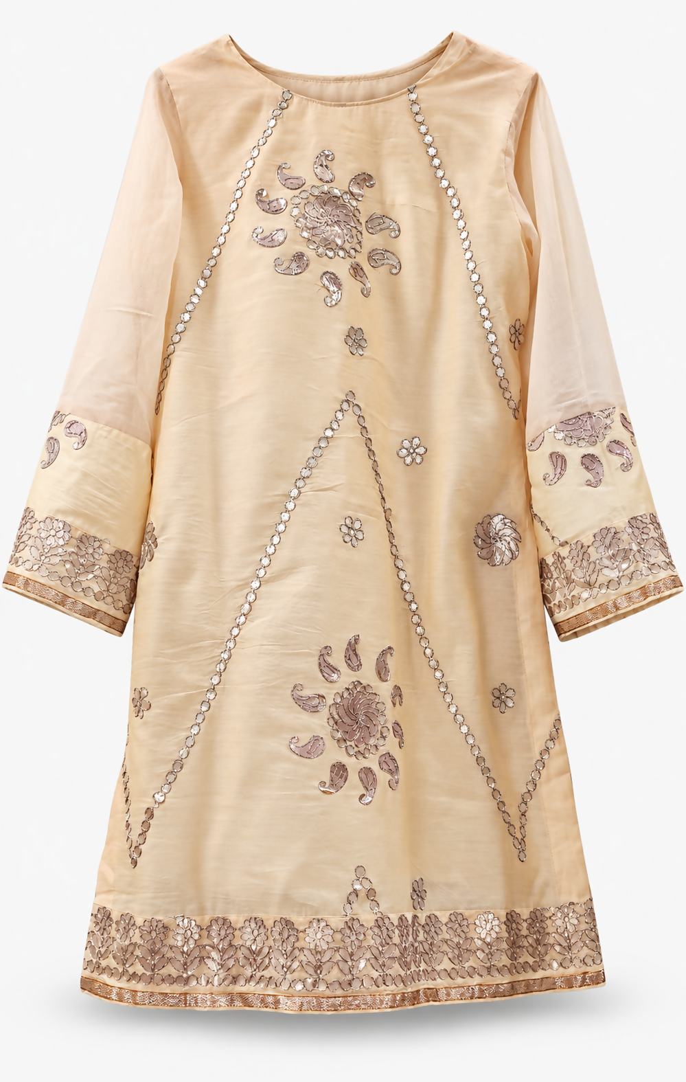 Gota Work Kurta | Women Locally Made Kurta | Golden | Large | Worn Once