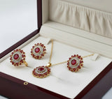 Round Stone Flower Pendant Set-00268 | Women Jewelry | Necklaces & Pendants | Brand New