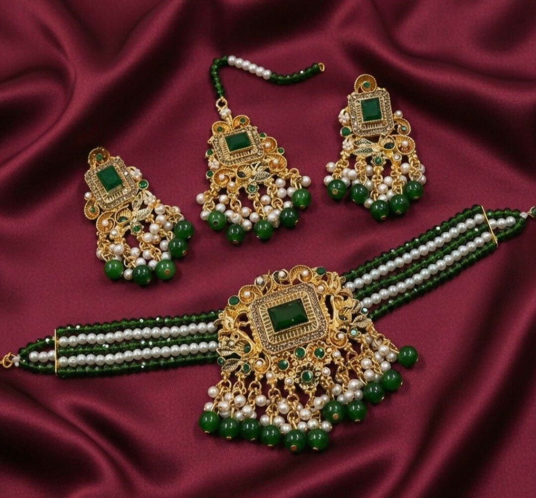 Rectangle Flower Choker Set-00264 | Women Jewelry | Wedding Jewelry & Sets | Brand New