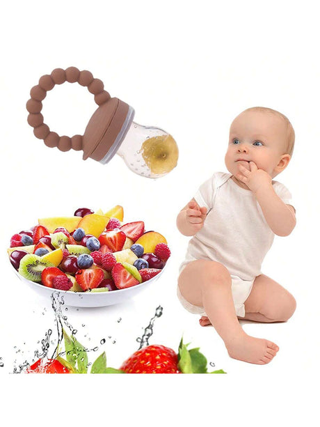 Buy SHEIN Baby Fruit Feeder Pacifier, Silicone Teething Toy With Handle, Infant Food Feeder For Fresh Fruits, Vegetables, Ice Chips, Dusty Pink in Pakistan