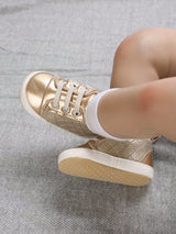 Buy SHEIN Baby Girls Lace Up Plaid Embossed Skate Shoes For Outdoor in Pakistan