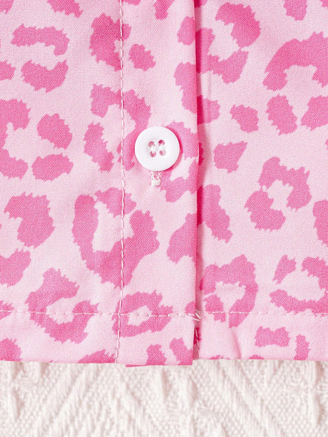 Buy SHEIN Baby Girls' Pink Leopard Print Shirt With Skirt Set For Spring/Summer in Pakistan