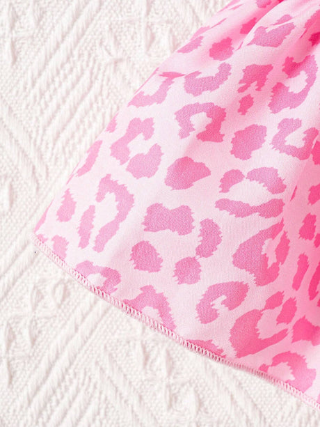 Buy SHEIN Baby Girls' Pink Leopard Print Shirt With Skirt Set For Spring/Summer in Pakistan