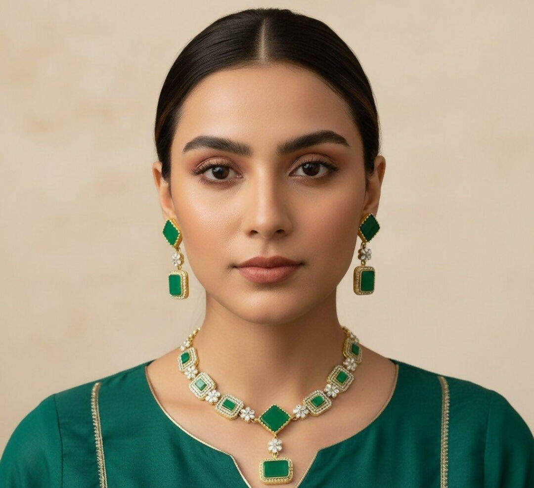 Square/Rectangle Drop Necklace Set-245 | Women Jewelry | Wedding Jewelry & Sets | Brand New
