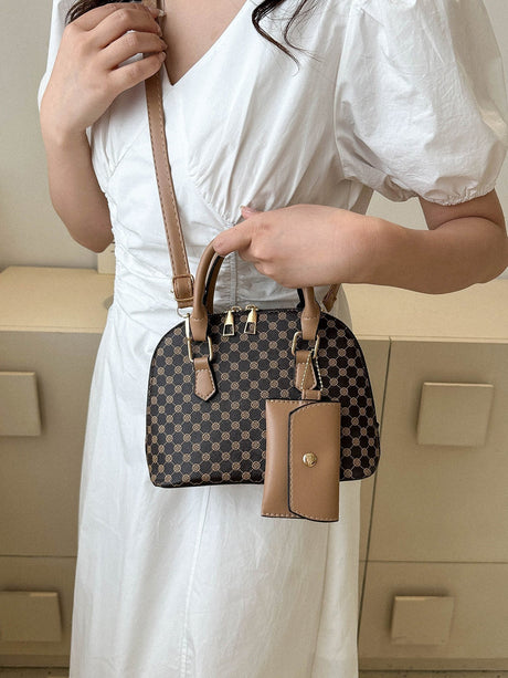 Buy SHEIN Bow Decor 2pcs/Set Fashionable Solid Color Geometric Pattern Handbag in Pakistan