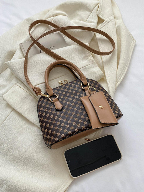 Buy SHEIN Bow Decor 2pcs/Set Fashionable Solid Color Geometric Pattern Handbag in Pakistan
