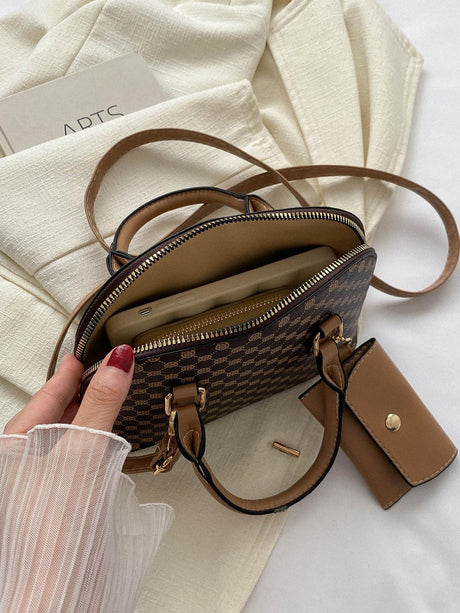 Buy SHEIN Bow Decor 2pcs/Set Fashionable Solid Color Geometric Pattern Handbag in Pakistan