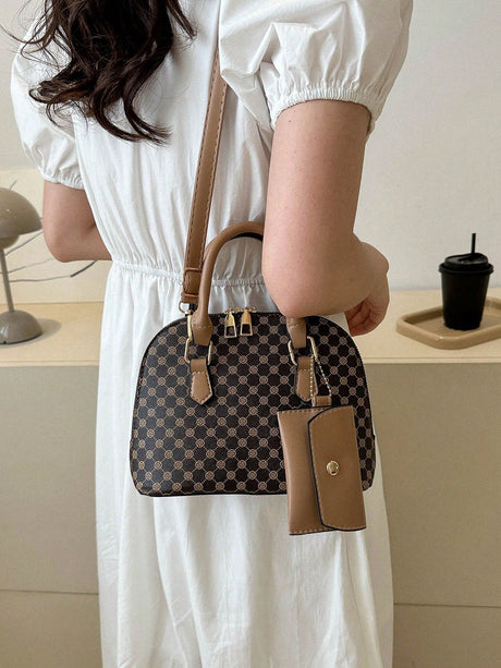 Buy SHEIN Bow Decor 2pcs/Set Fashionable Solid Color Geometric Pattern Handbag in Pakistan