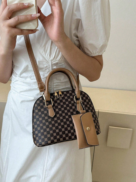 Buy SHEIN Bow Decor 2pcs/Set Fashionable Solid Color Geometric Pattern Handbag in Pakistan
