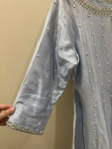 Khoshgel | Peshwas | Women Frocks & Maxis | Medium | Ice Blue | Worn Once