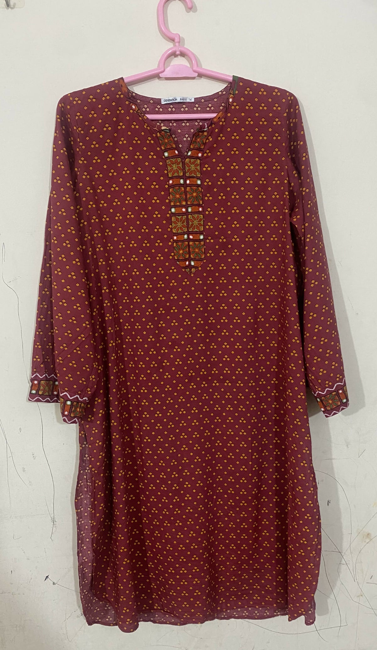 Generation | Women Branded Kurta | Size: 14 | Maroon | Preloved