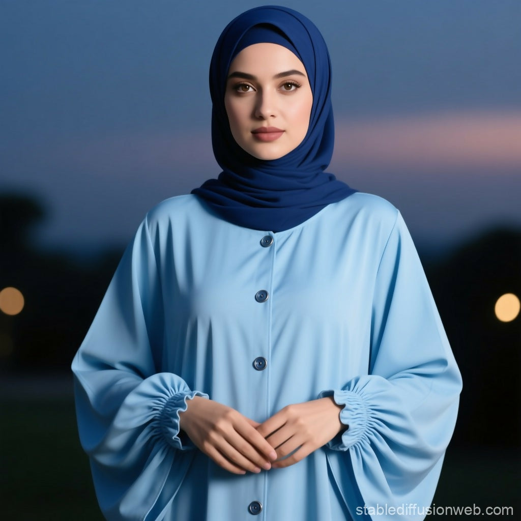 Sky Blue Kaftan Abaya | Women Accessories | Large | Brand New