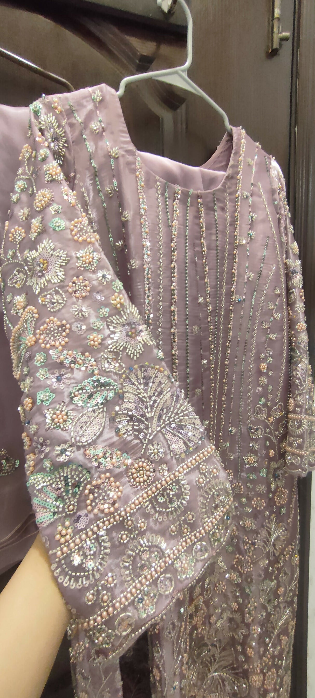 Heavy Embroidered Cut Dana Lilac Dress | Women Locally Made Kurta | Large | Brand New