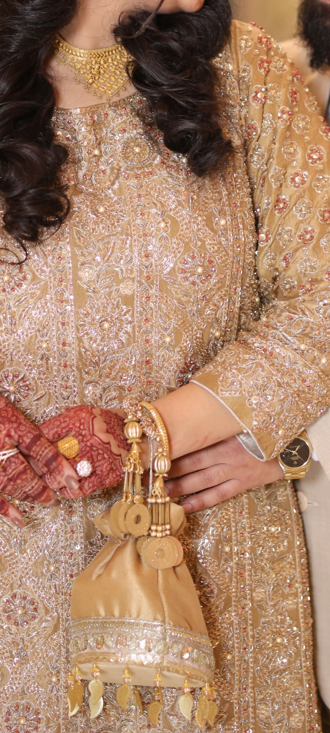 Pretty Golden Farshi Gharara | Women Bridals | Large | Worn Once