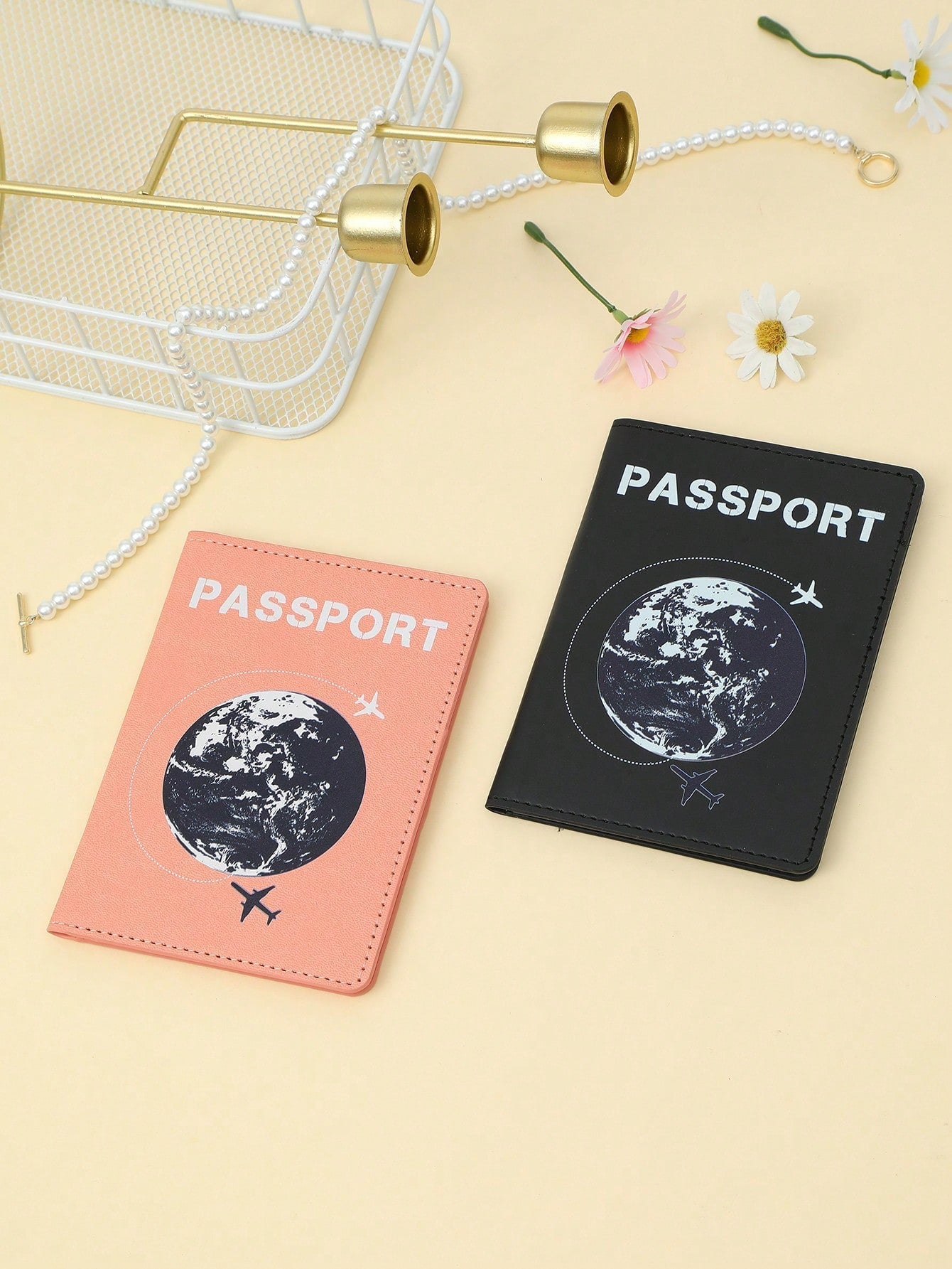 Buy SHEIN Cartoon Airplane & Earth & Letter Print Travel Passport Holder For Men And Women Students in Pakistan