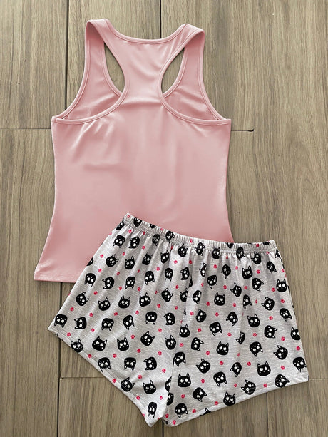 Buy SHEIN Cartoon & Slogan Graphic Tie Front PJ Set in Pakistan