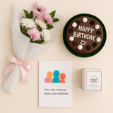 Corporate Gifts | Fresh Flower Bouqet, Chocolate cake (HobNob), Small candle | Brand New