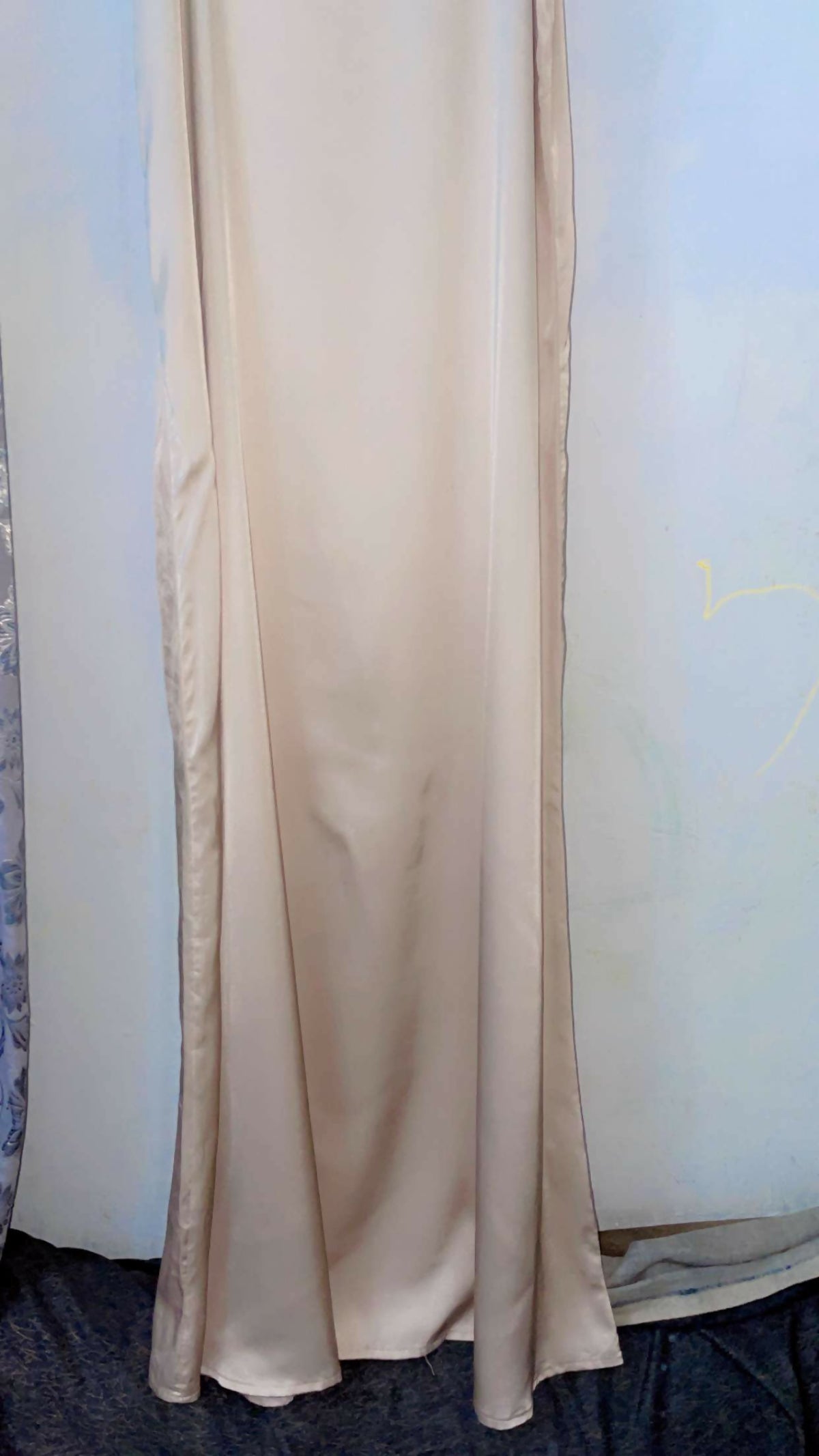 Silk Long Maxi | Women Frocks & Maxis | Beige | Small | Preloved