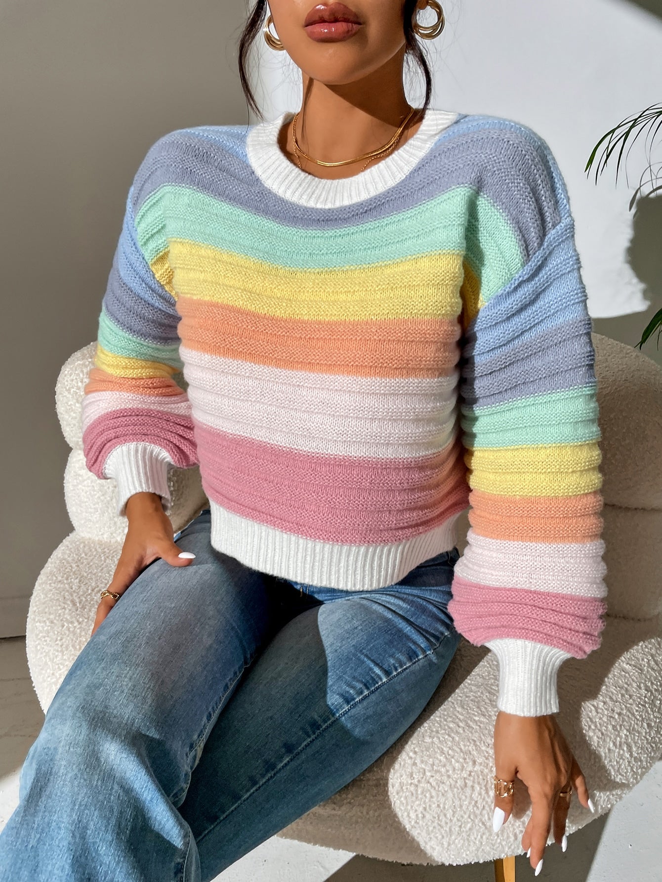 Buy SHEIN Colorblock Drop Shoulder Sweater in Pakistan